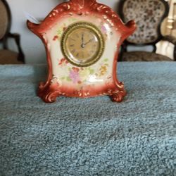 RARE ANTIQUE Ansonia Royal Bonn "Granite" Porcelain Mantle Clock