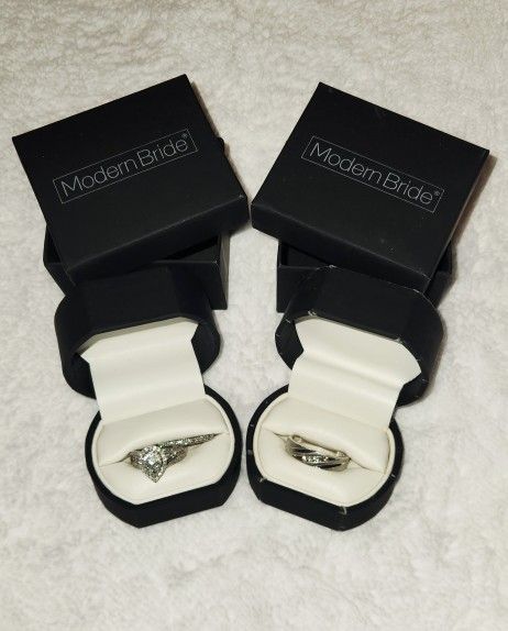 REDUCED! MUST SELL! Wedding Rings Set. 10k White Gold. 1.6 CTW