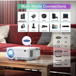 T25 Mini Projector, Portable Video Projector with 7000 Lux, 1080P Supported, 240" Display