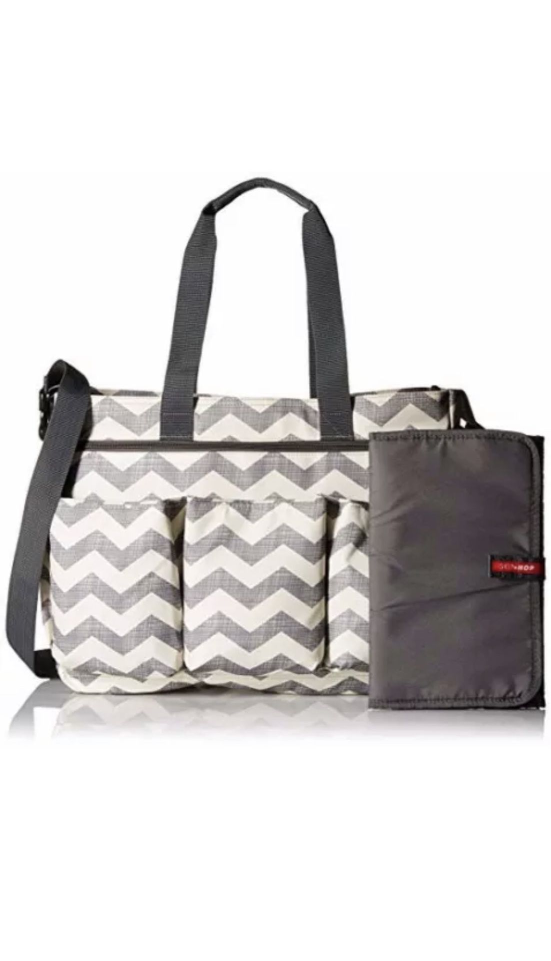 Skip Hop Duo Double Signature Carry All Chevron Diaper Bag Tote Multipockets NEW