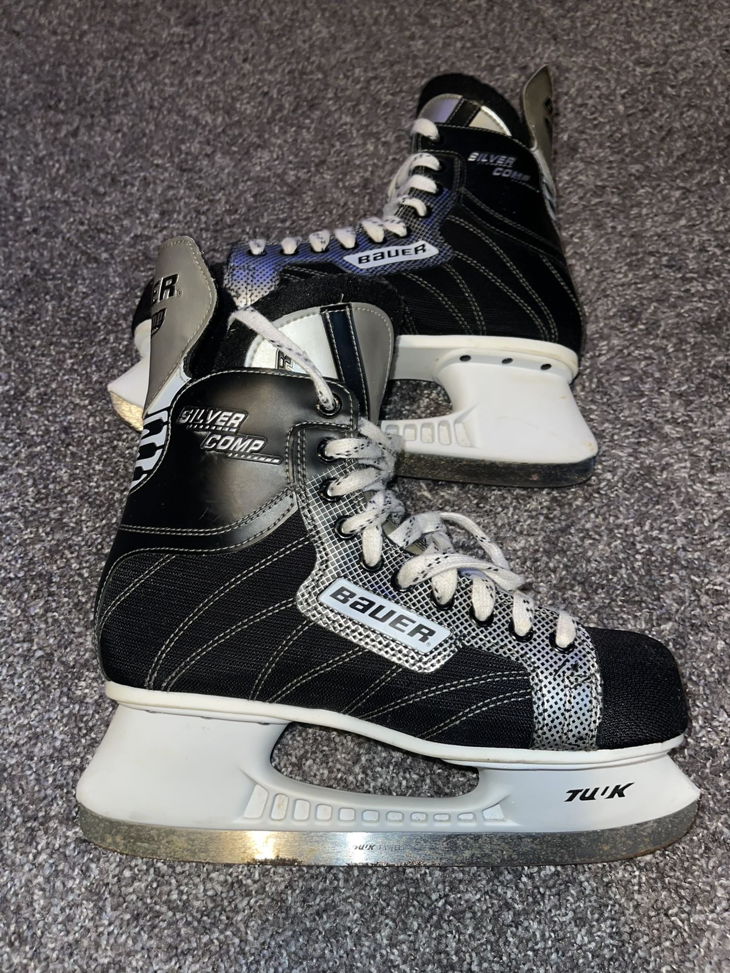 Bauer Supreme Silver Comp Ice Hockey Skates Mens Size 9.5 Used Pre Owned Gear Equipment