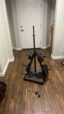 Weight Plate Tree with Barbell Post