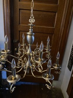 Satin Pewter And Gold Chandelier