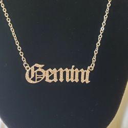 Stainless Silver  Zodiac Necklace"GEMINI" ...20 inches Long 