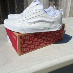Knu Skool White Leather Vans, Size 12