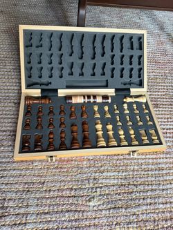 Wooden Chess Set with Storage Case