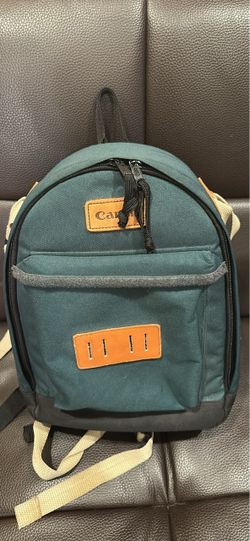 Vintage Canon Camera Backpack Canvas Travel Bag Green