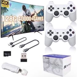 Wireless Retro Game Console Stick 4K，Retro Game Stick with Built-in 50 Emulators, 40,000 Games, 4k Output & 2.4GHz Wireless Controller, Retro Game Emu
