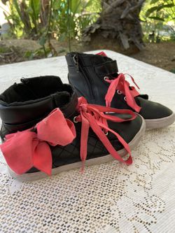 JoJo high top black shoes pink bow size 12 girls