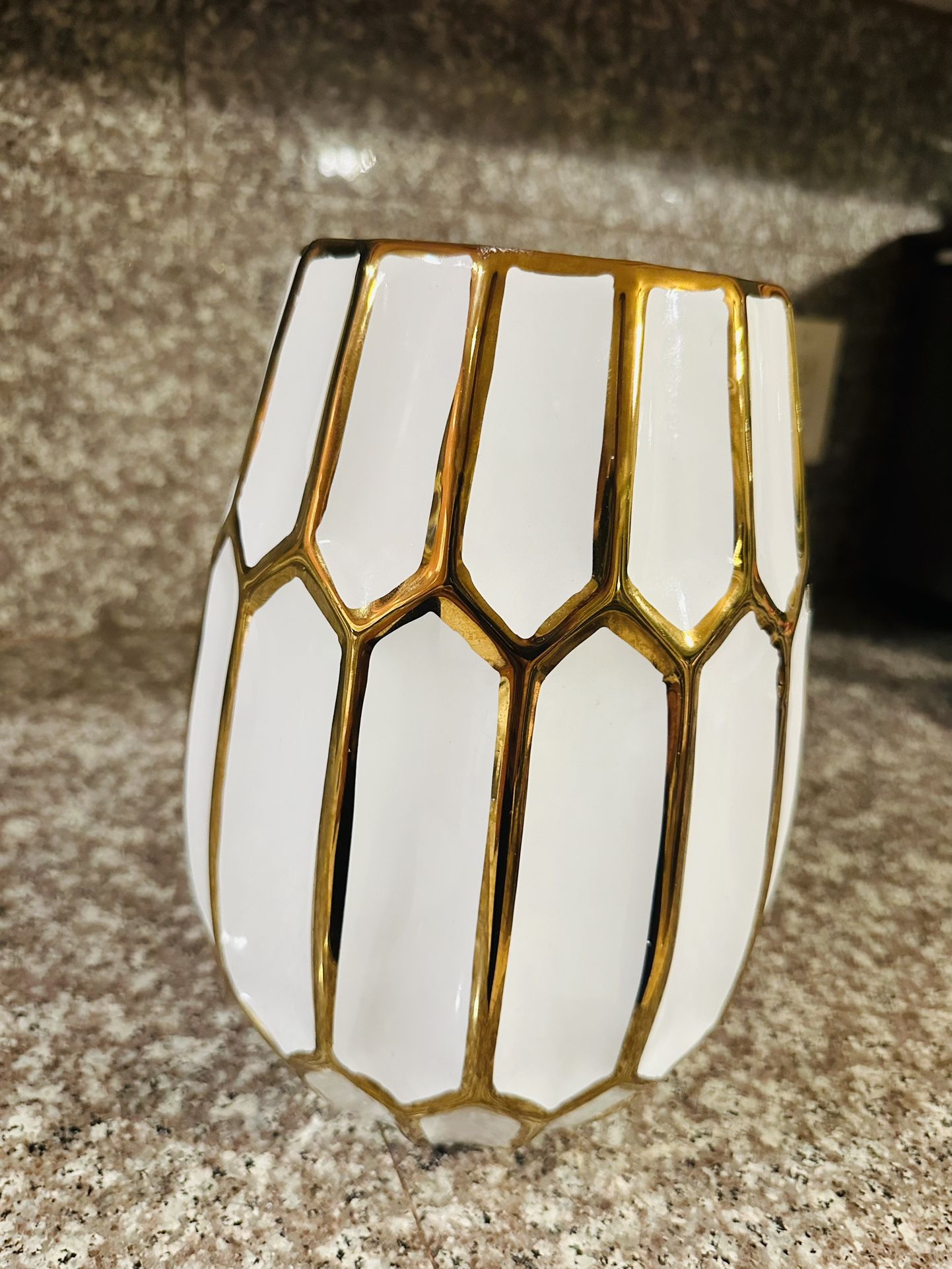 White And Gold Home Decore Flower Vase 