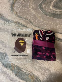 Purple camo bape shark hoodie size L brand new