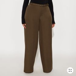 Mocha Crepe Woven Wide Leg Trouser Pant