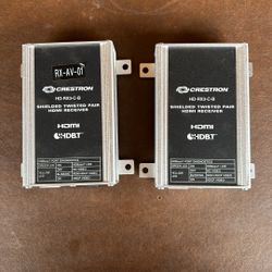Two Crestron HD-RX3-C-B Shielded Twisted Pair HDMI Receiver.