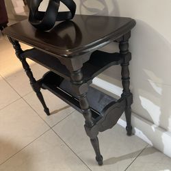 Antique Wooden Side Table with Magazine Book Rack