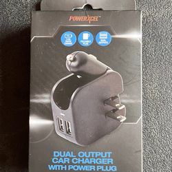 POWERXCEL DUAL USB OUTPUT CAR CHARGER WITH POWER PLUG 