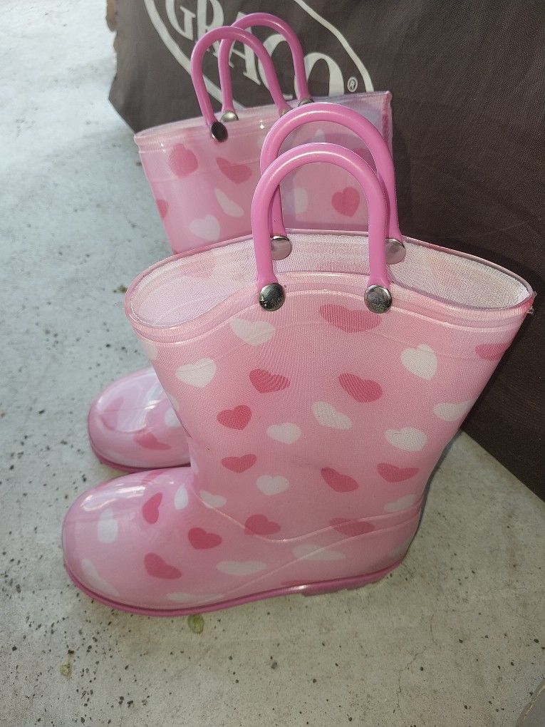 Girls Size 10 Puddle Play Rain Boots
