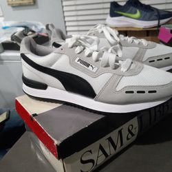 Puma , White. Black And  Gray. Size 9
