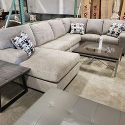 Ballinasloe Platinum  And Smoke RAF&LAF Sectional& Couch Sofa Set