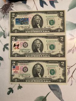 1976 JEFFERSON $2 bills- STAMPED
