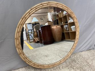 SHEFFIELD HOME Round Bamboo Framed Hanging Mirror