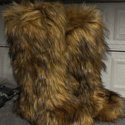 brown furry boots