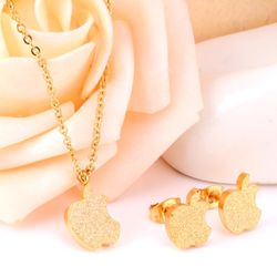 Necklace set Apple Shape Pendant Necklace Cute Earrings