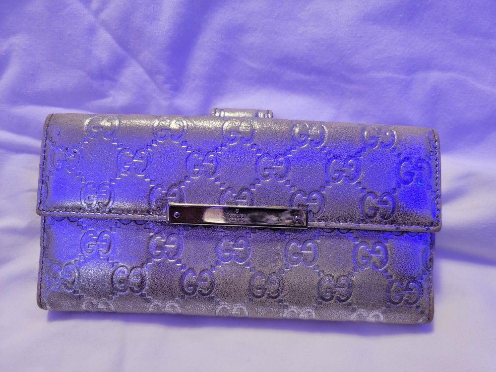 Gucci Silver Long Wallet 
