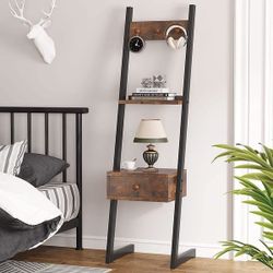 Tribesigns Hoga-W0031 Brown Metal 3-Shelf Ladder Bookcase (16.53-in W x 58.26-in H x 13.33-in D)