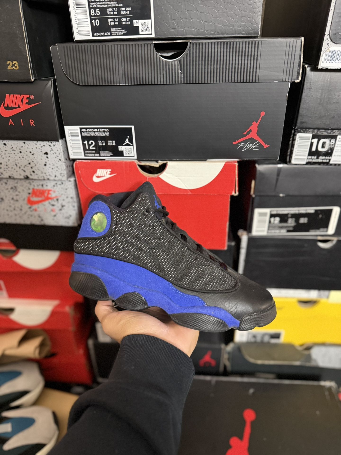 Jordan Black Hyper Royal 13s size 5.5Y USED But Clean