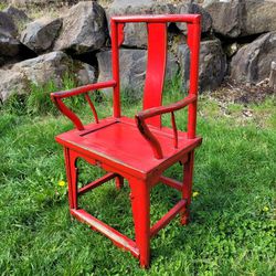 Antique Ming Chair Elm w/Red Lacquer