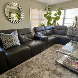 Z Gallerie Leather Reclining Sectional Couch