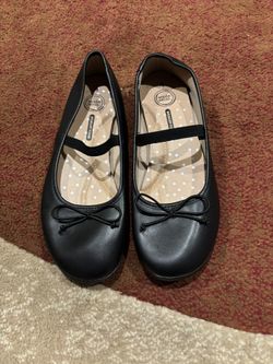 Wonder Nation Shoes Girls Size 4 Black Ballet Flats with Bow