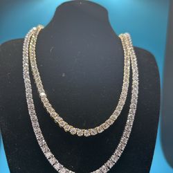3mm 24inch Tennis Chain VSS1, CZ Diamond - Gold color & White Gold color