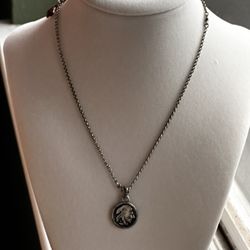 Vintage Lucky Sterling Silver chain &  Buffalo Nickel Necklace.