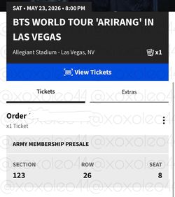 Bts ticket las vegas