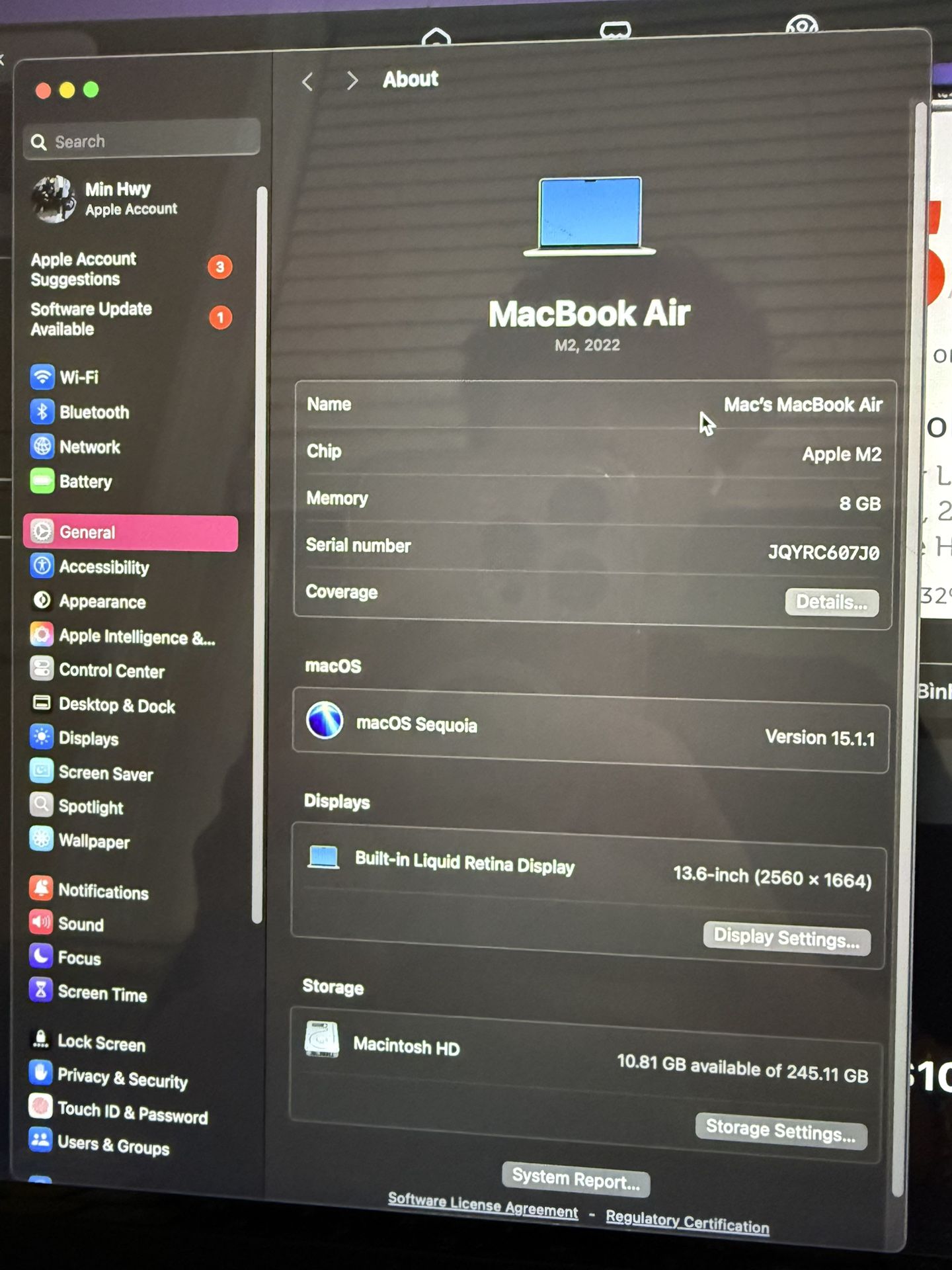Macbook air M2 2022