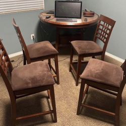 Solid Wood Bar-Height Dining Set - 4 Chairs - Excellent Condition