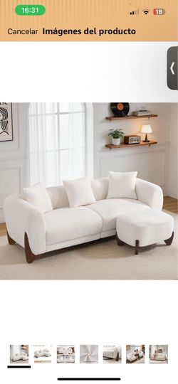 Modern Bouclé Cream Sofa - Brand New in Box