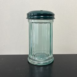 Green Glass Sugar Dispenser. Mid 20th Century Vintage 