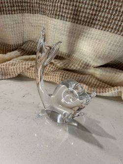 Vintage Crystal Art Glass Whale Figurine