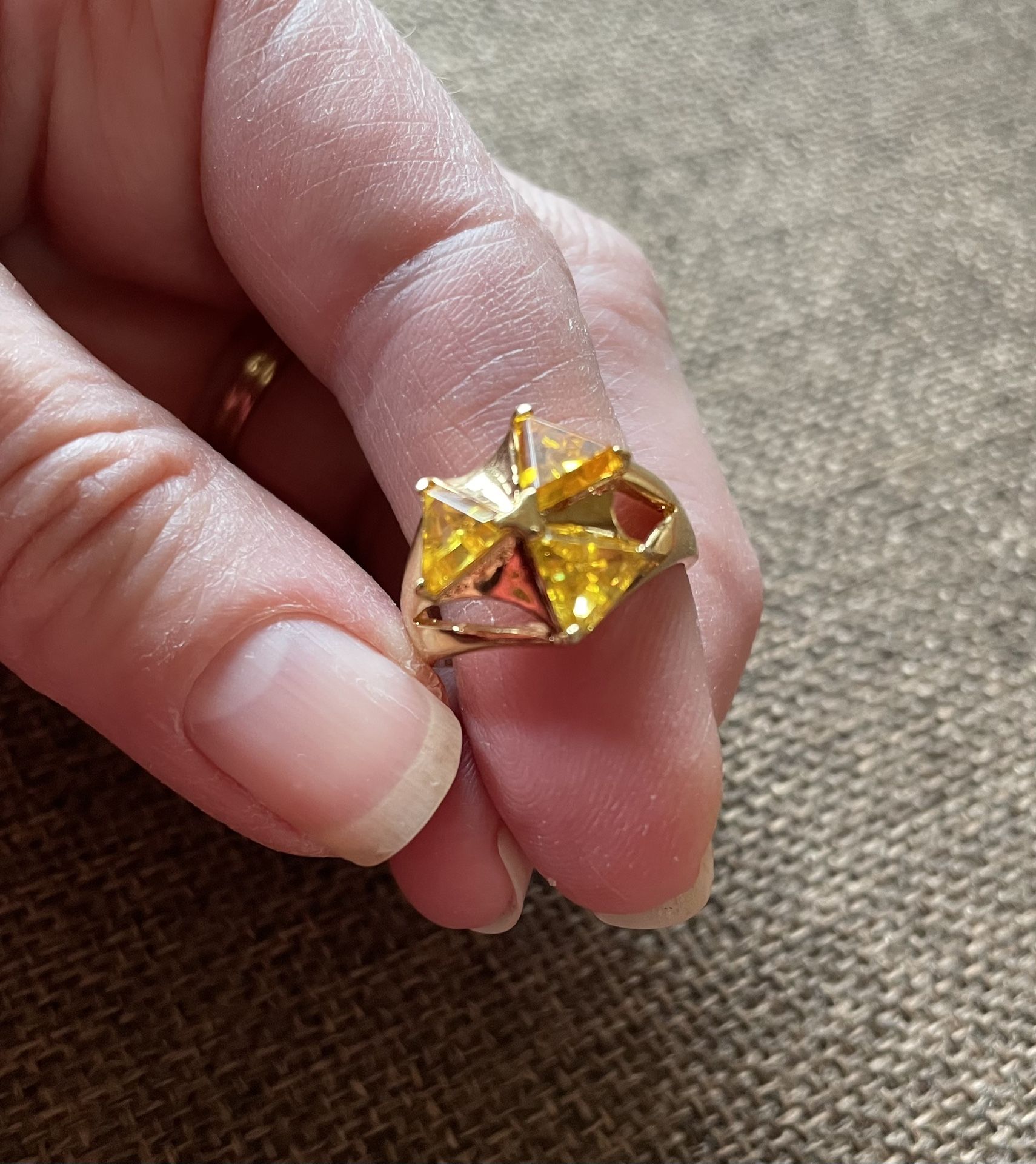Yellow CZ gold over sterling Ring