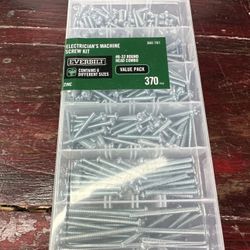 Everbilt 370 Pcs Electricians Machine Screw Kit #8 -32 Round Head Combo 6 Sizes 