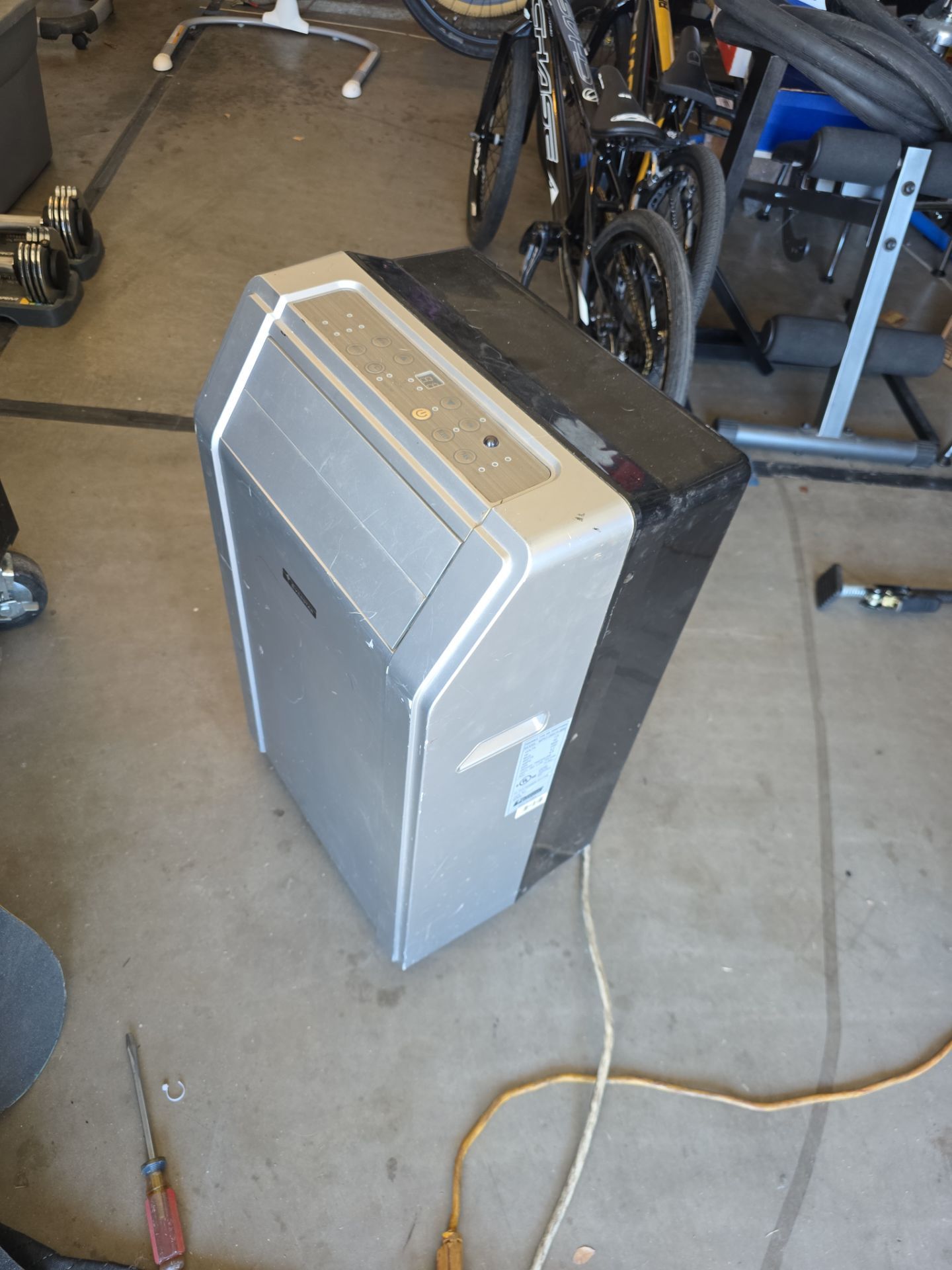 silver Everstar portable air conditioner unit with a digital control panel