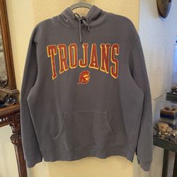 TROJANS USC Gray Hoodie Sweatshirt Size Large-Unisex