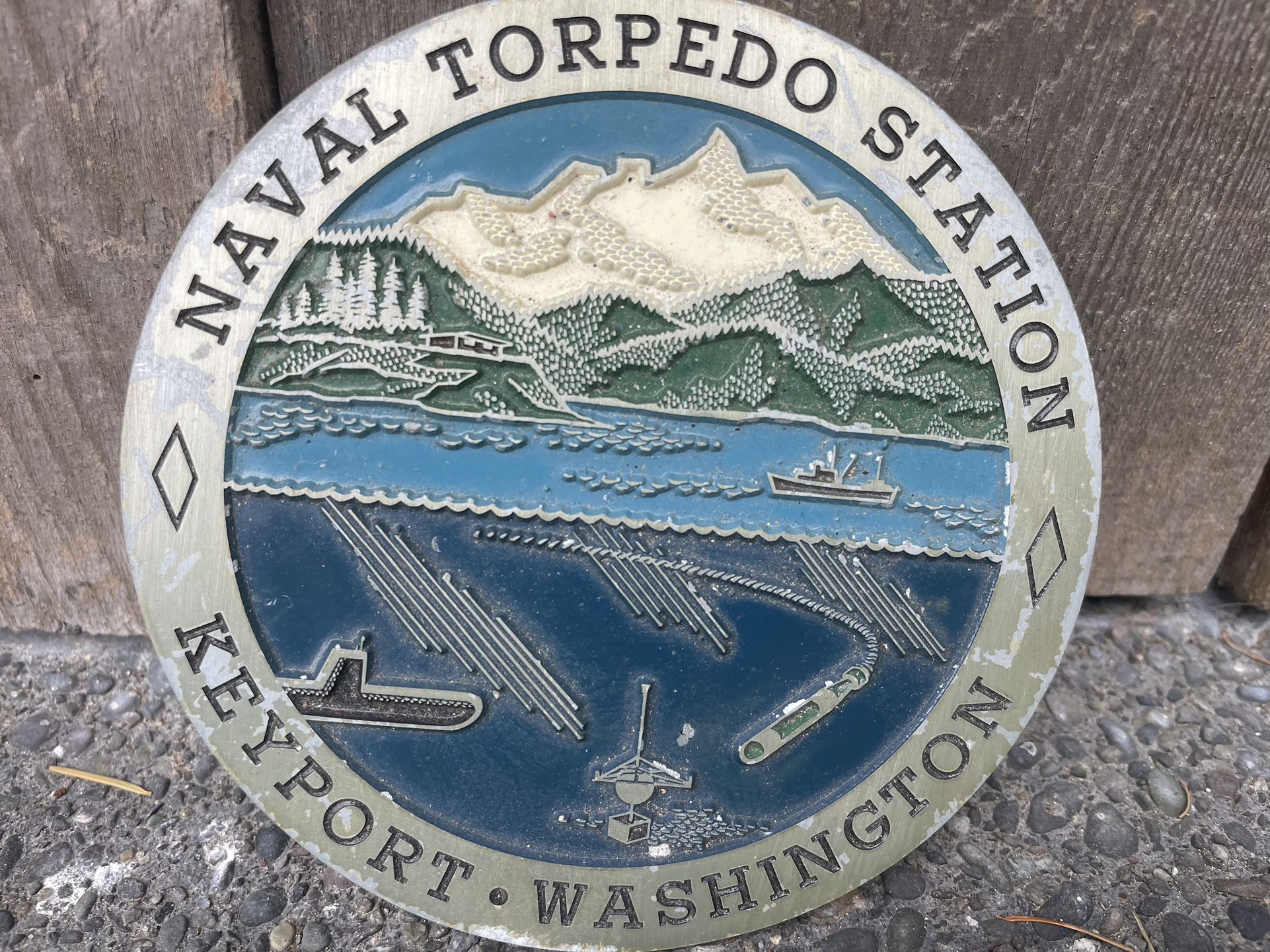Early Keyport Naval Torpedo Station metal 6" plaque vintage
