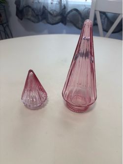 2 Small Glass Christmas Trees