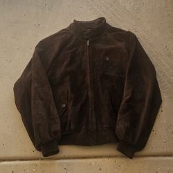 Vintage Polo Ralph Lauren Brown Suede Bomber Harrington Jacket