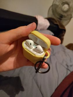 Apple AirPods with Yellow Silicone Case