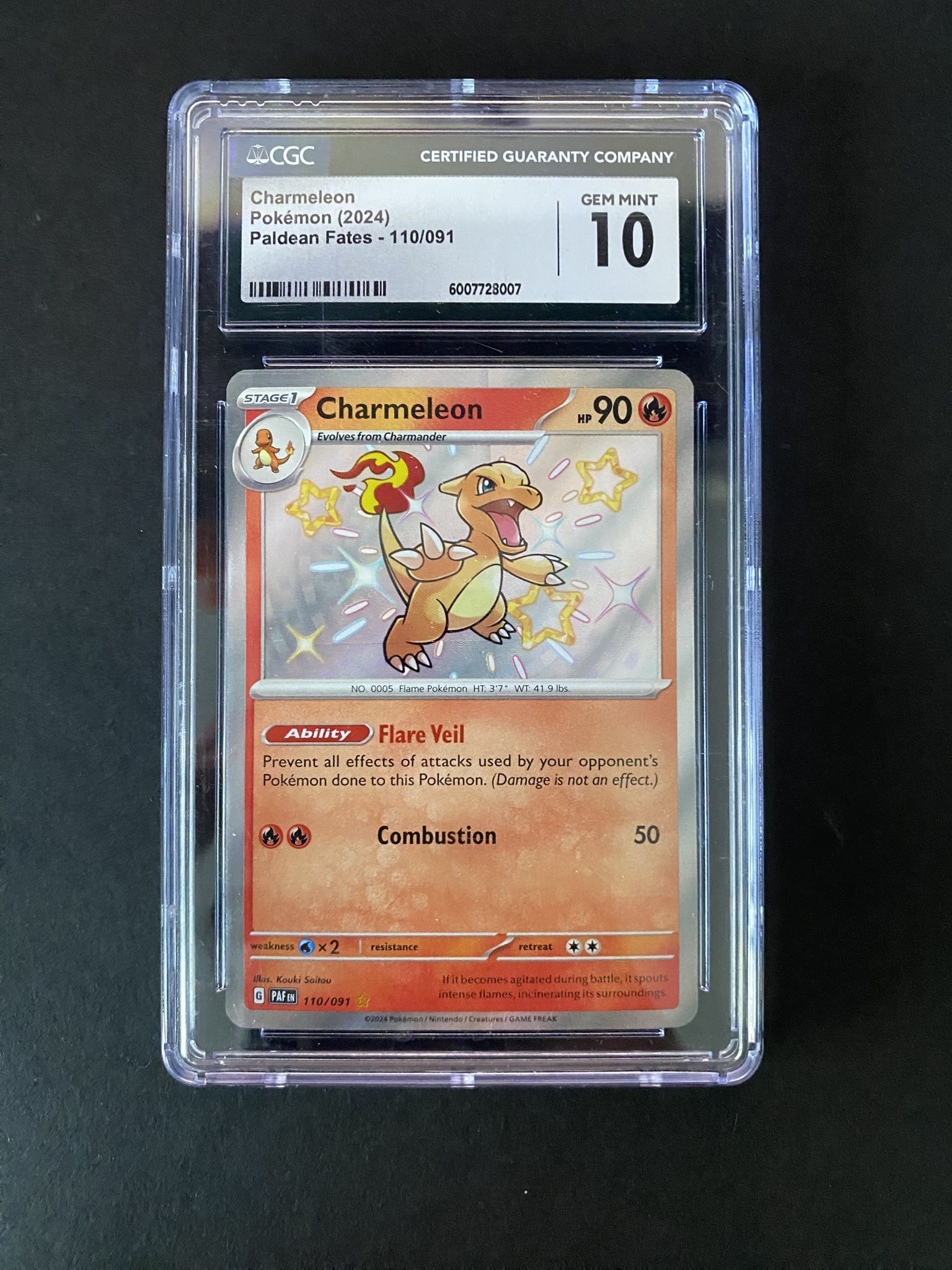 Pokémon Charmeleon 110/091 Shiny Ultra RARE PALDEAN FATES CGC 10 / PSA Gem Mint