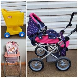 Baby Doll Toys Stroller Highchair Shopping Cart